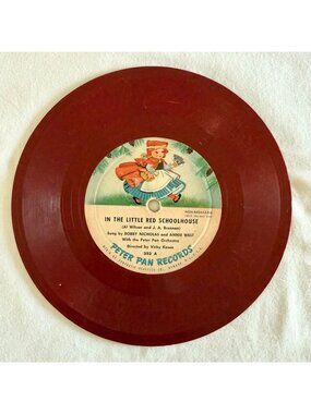 1950s Vintage Red Record 7 inch Little Red Schoolhouse Billy Boy Peter Pan Decor